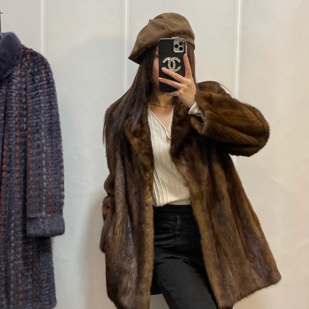 Elegant Brown 100% Real female mink Fur Coat